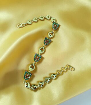 Golden Heart CZ Charm Bracelet
