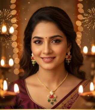 Coral Kundan CZ Necklace