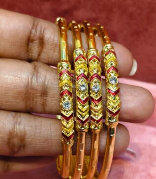 Premium Micro Plated Enamelled Bangles Set