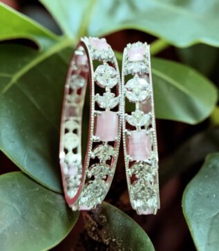 Alloy Diamond Silver Bangle set
