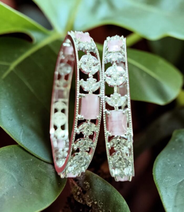 Alloy Diamond Silver Bangle set
