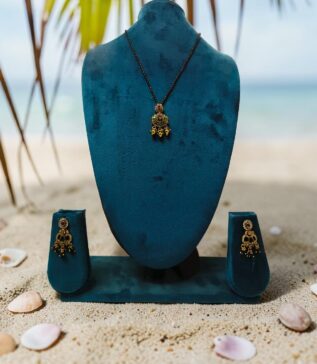 Antique Black Beads Peacock Pendant Mangalsutra Set