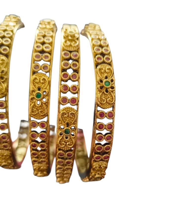 Antique-Gold-Temple-Bangles-set