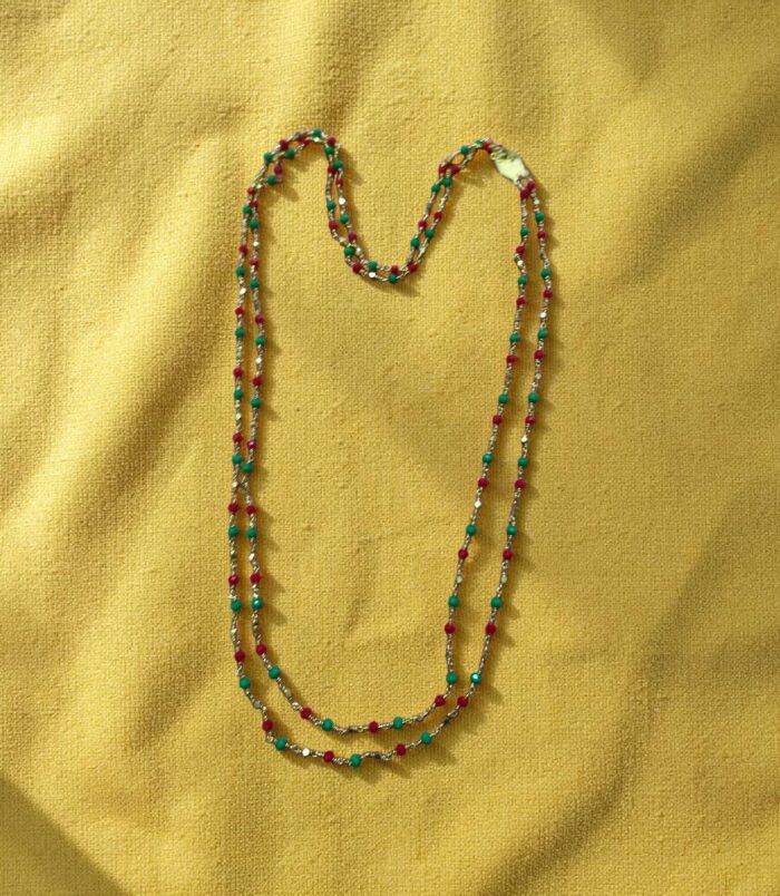 Black Beads Double Layer Mangalsutra Chain-greeen