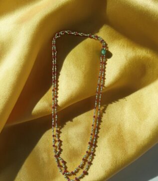 Black Beads Double Layer Mangalsutra Chain-red