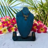 Black Beads Floral Pendant Mangalsutra Set