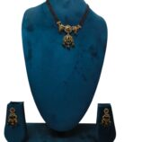 Black Beads Floral Pendant Mangalsutra Set online