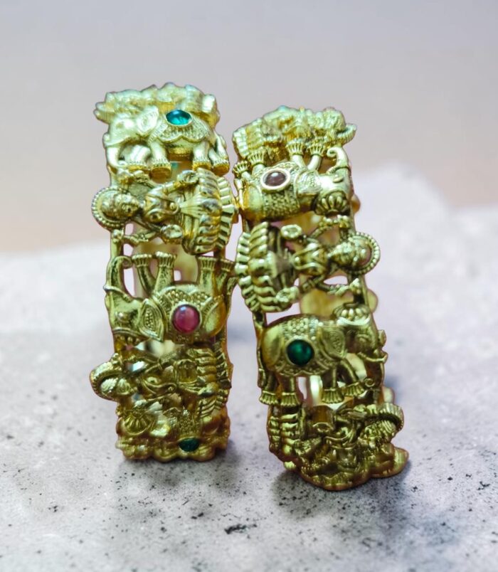 Brass Elephant-Laxmi Antique Temple Bangles