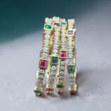 Emerald Ruby Sparkle Micro Gold AD Bangles