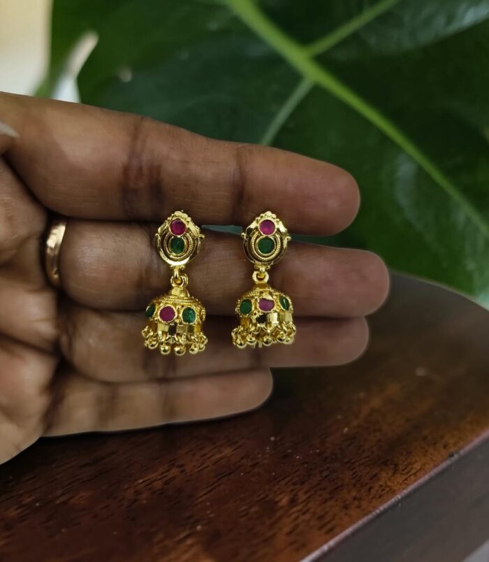 Gold-Tone Jhumka Stud Earrings