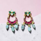 Jadau Kundan Chand Bali earrings