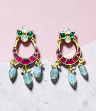 Jadau Kundan Chand Bali earrings