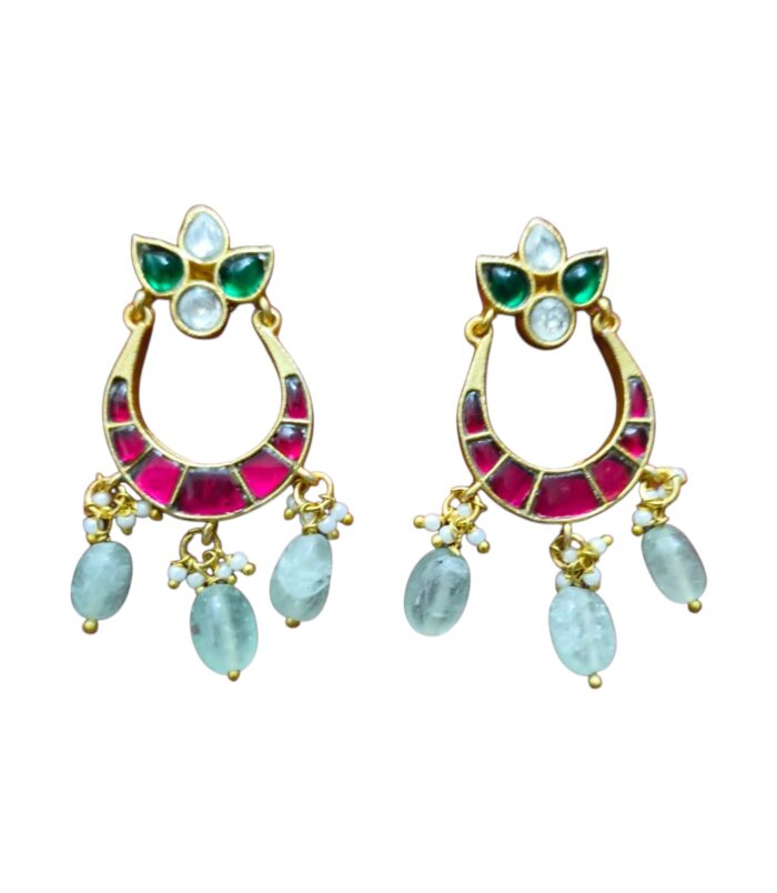 Jadau Kundan Chand Bali earrings online