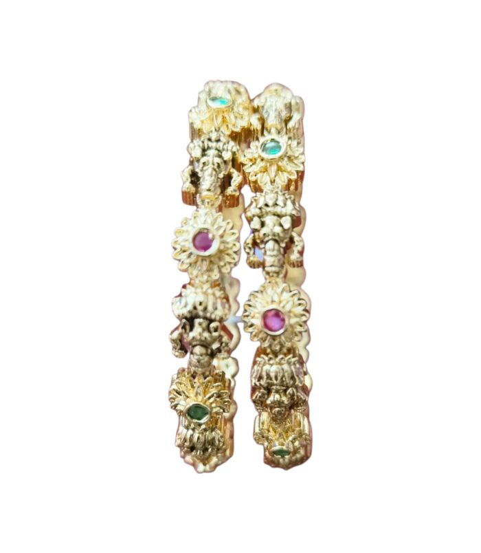 Mahalakshmi Ruby Emerald Kundan Temple Bangles online