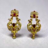 Peacock Design Gold-Tone Drop Earrings
