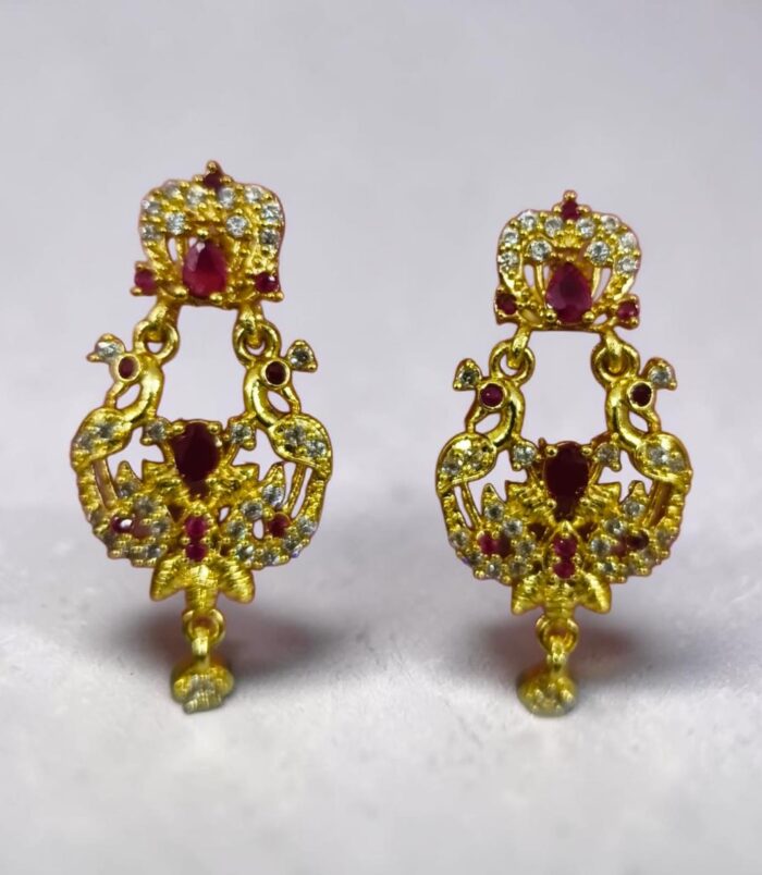 Peacock Design Gold-Tone Drop Earrings