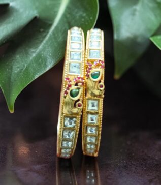Peacock Kundan bangles