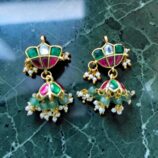 Polki Jadau Pearl Drop Jhumkas