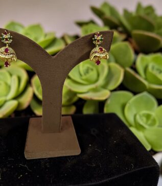 Royal Ruby Floral Jhumka Earrings