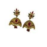 Royal Ruby Floral Jhumka Earrings online