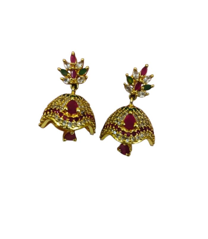 Royal Ruby Floral Jhumka Earrings online