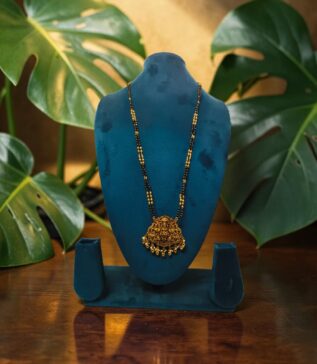 Temple Design Black Beads Long Mangalsutra