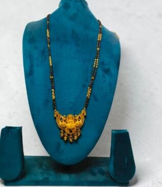 Traditional Lakshmi Peacock Black Beads Long Mangalsutra online