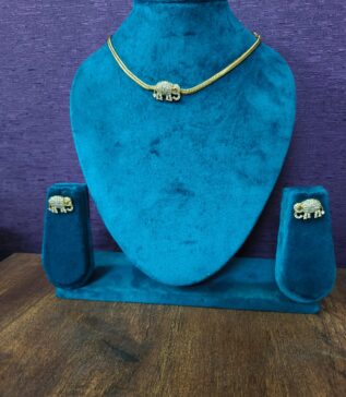 Elephant Locket Chain Set With Earrings