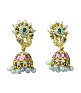 Peacock Pearl Jhumka Earrings online