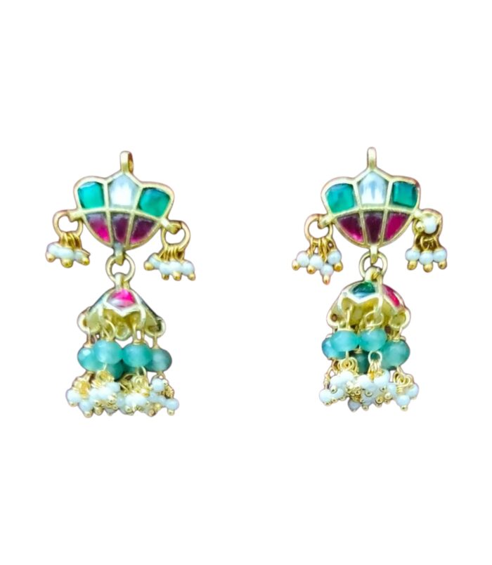 buy Polki Jadau Pearl Drop Jhumkas