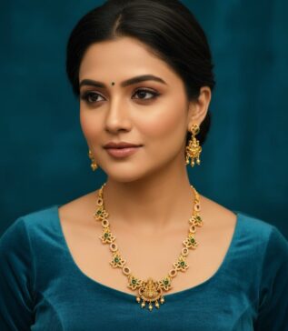 Lakshmi Temple Necklace Set with Earrings